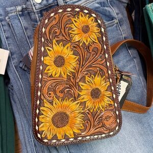 Sunflower Embossed Leather Bag